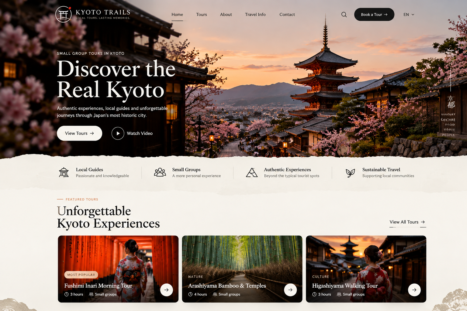 Kyoto Trails tourism website concept